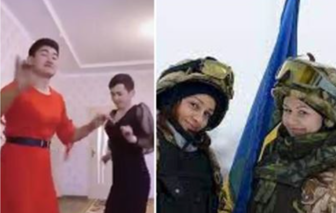 «Сорлы қазағым-ай»: Көйлек киіп билеген жігіттерді Украиндағы ер жүрек қыздармен салыстырды