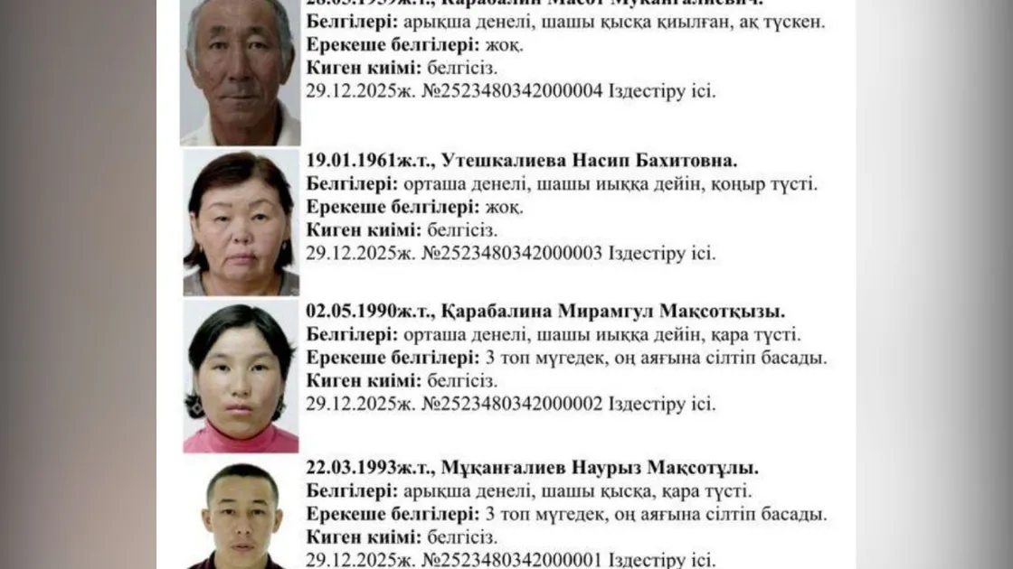 Атырау облысында бүтін бір отбасының жоғалуы: марқұмдардың қызына іздеу жарияланды